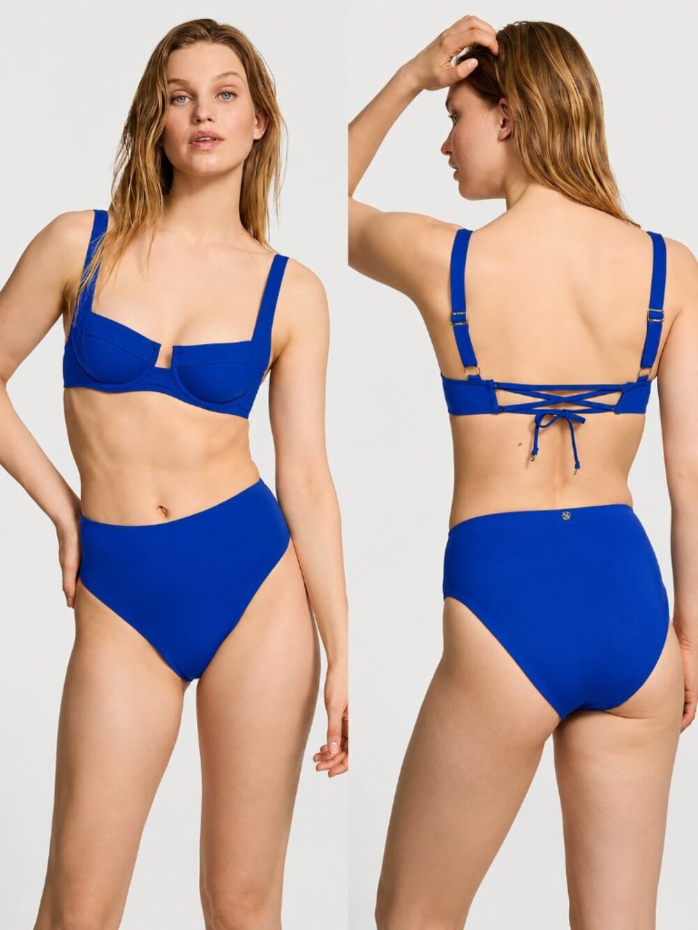 Victoria's Secret Swim Bikini Cobalt Blue Set Small Bottoms 32D Underwire Top
